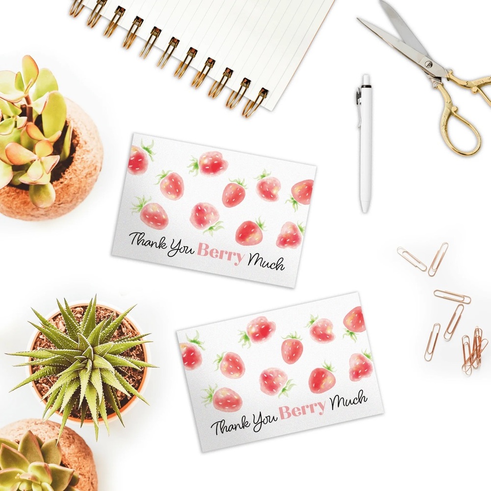 Strawberries π 4x6 Insert Cards Pack of 25 - Picture 4 of 6
